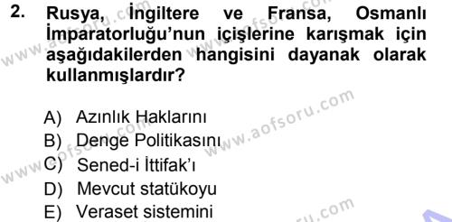 Türk Dış Politikası 1 Dersi 2012 - 2013 Yılı (Final) Dönem Sonu Sınavı 2. Soru