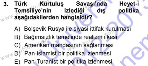 Türk Dış Politikası 1 Dersi 2012 - 2013 Yılı (Final) Dönem Sonu Sınavı 3. Soru