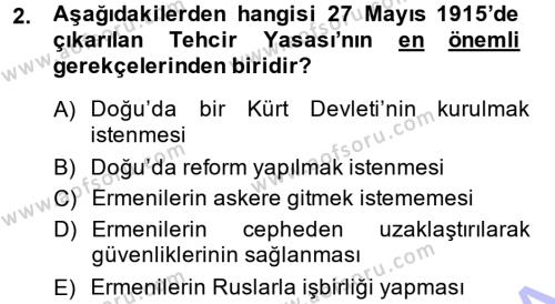 Türk Dış Politikası 1 Dersi 2013 - 2014 Yılı (Vize) Ara Sınavı 2. Soru