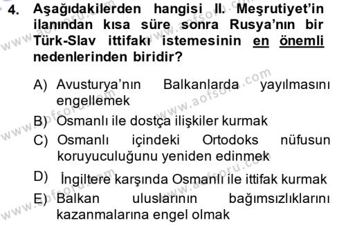 Türk Dış Politikası 1 Dersi 2013 - 2014 Yılı (Vize) Ara Sınavı 4. Soru