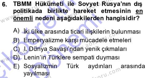 Türk Dış Politikası 1 Dersi 2013 - 2014 Yılı (Vize) Ara Sınavı 6. Soru