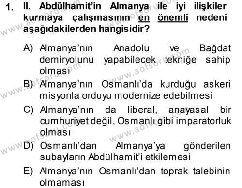 Türk Dış Politikası 1 Dersi 2013 - 2014 Yılı (Final) Dönem Sonu Sınavı 1. Soru