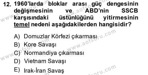 Türk Dış Politikası 1 Dersi 2013 - 2014 Yılı (Final) Dönem Sonu Sınavı 12. Soru