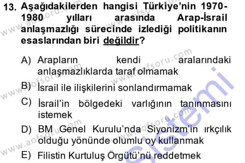 Türk Dış Politikası 1 Dersi 2013 - 2014 Yılı (Final) Dönem Sonu Sınavı 13. Soru
