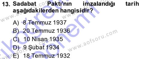 Türk Dış Politikası 1 Dersi 2014 - 2015 Yılı (Vize) Ara Sınavı 13. Soru