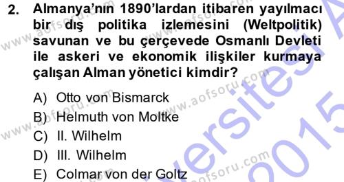 Türk Dış Politikası 1 Dersi 2014 - 2015 Yılı (Vize) Ara Sınavı 2. Soru