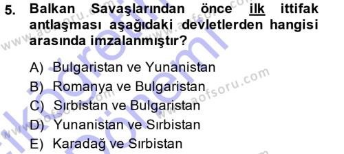 Türk Dış Politikası 1 Dersi 2014 - 2015 Yılı (Vize) Ara Sınavı 5. Soru
