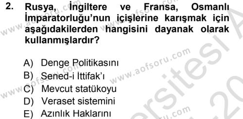 Türk Dış Politikası 1 Dersi 2014 - 2015 Yılı Tek Ders Sınavı 2. Soru