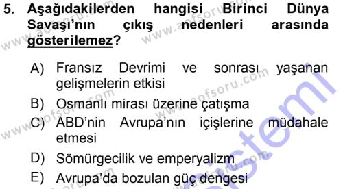 Türk Dış Politikası 1 Dersi 2015 - 2016 Yılı (Vize) Ara Sınavı 5. Soru