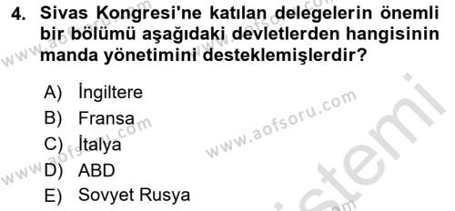 Türk Dış Politikası 1 Dersi 2022 - 2023 Yılı (Vize) Ara Sınavı 4. Soru