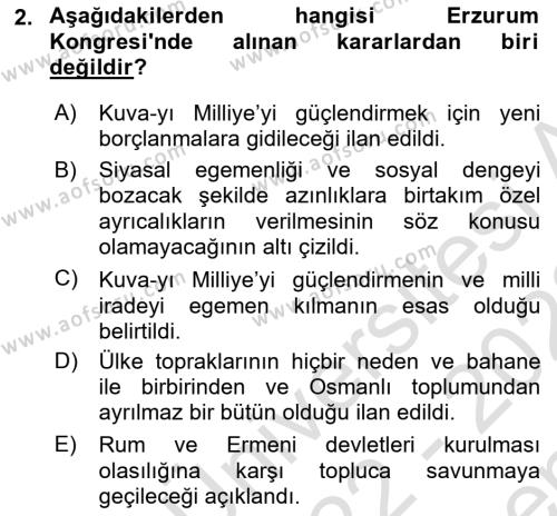 Türk Dış Politikası 1 Dersi 2022 - 2023 Yılı (Final) Dönem Sonu Sınavı 2. Soru