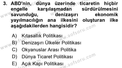 Türk Dış Politikası 1 Dersi 2022 - 2023 Yılı (Final) Dönem Sonu Sınavı 3. Soru