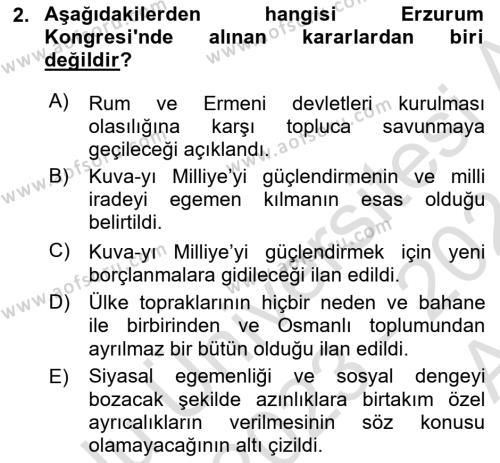 Türk Dış Politikası 1 Dersi 2023 - 2024 Yılı (Vize) Ara Sınavı 2. Soru