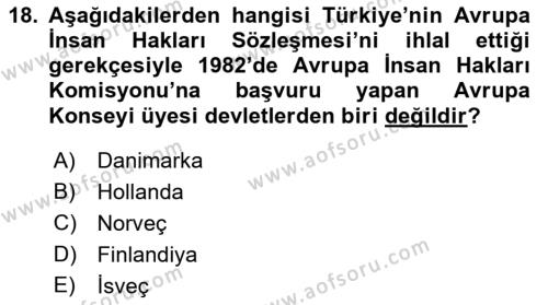 Türk Dış Politikası 1 Dersi 2023 - 2024 Yılı (Final) Dönem Sonu Sınavı 18. Soru