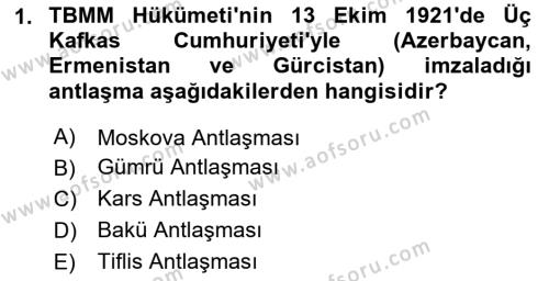 Türk Dış Politikası 1 Dersi 2024 - 2025 Yılı (Vize) Ara Sınavı 1. Soru