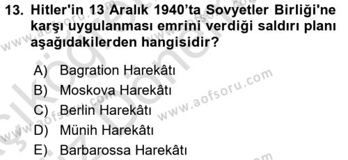 Türk Dış Politikası 1 Dersi 2024 - 2025 Yılı (Vize) Ara Sınavı 13. Soru