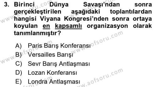 Türk Dış Politikası 1 Dersi 2024 - 2025 Yılı (Vize) Ara Sınavı 3. Soru