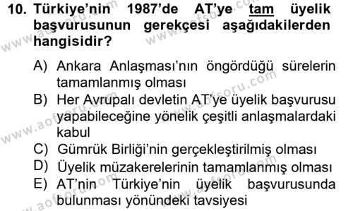 Türk Dış Politikası 2 Dersi 2012 - 2013 Yılı (Vize) Ara Sınavı 10. Soru