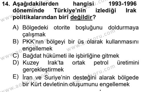 Türk Dış Politikası 2 Dersi 2012 - 2013 Yılı (Vize) Ara Sınavı 14. Soru