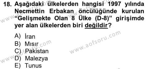 Türk Dış Politikası 2 Dersi 2012 - 2013 Yılı (Vize) Ara Sınavı 18. Soru