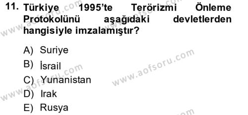 Türk Dış Politikası 2 Dersi 2013 - 2014 Yılı (Vize) Ara Sınavı 11. Soru