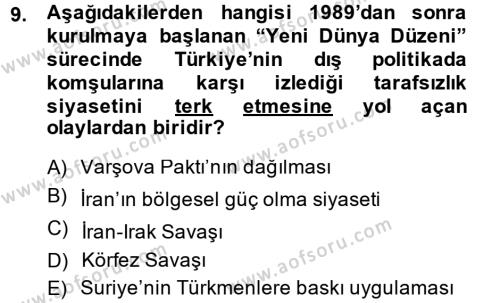 Türk Dış Politikası 2 Dersi 2013 - 2014 Yılı (Vize) Ara Sınavı 9. Soru
