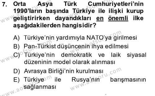 Türk Dış Politikası 2 Dersi 2014 - 2015 Yılı (Vize) Ara Sınavı 7. Soru