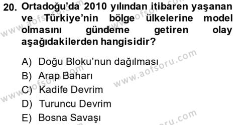 Türk Dış Politikası 2 Dersi 2014 - 2015 Yılı Tek Ders Sınavı 20. Soru
