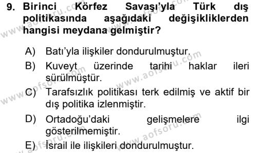 Türk Dış Politikası 2 Dersi 2016 - 2017 Yılı (Vize) Ara Sınavı 9. Soru