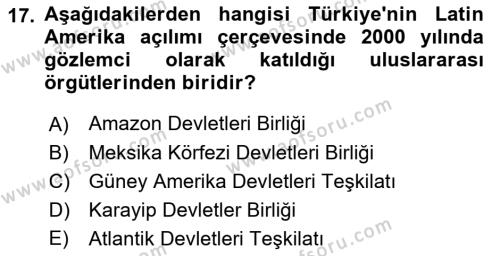 Türk Dış Politikası 2 Dersi 2022 - 2023 Yılı Yaz Okulu Sınavı 17. Soru