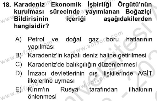 Türk Dış Politikası 2 Dersi 2022 - 2023 Yılı Yaz Okulu Sınavı 18. Soru