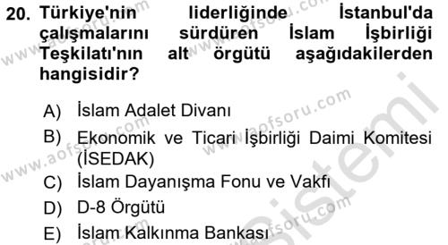 Türk Dış Politikası 2 Dersi 2022 - 2023 Yılı Yaz Okulu Sınavı 20. Soru