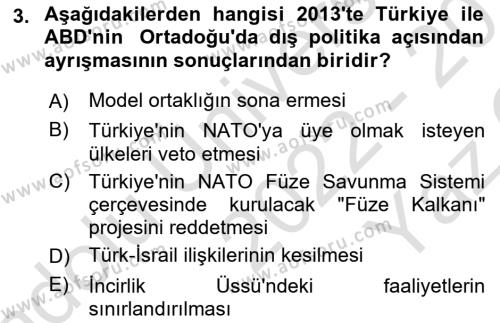 Türk Dış Politikası 2 Dersi 2022 - 2023 Yılı Yaz Okulu Sınavı 3. Soru