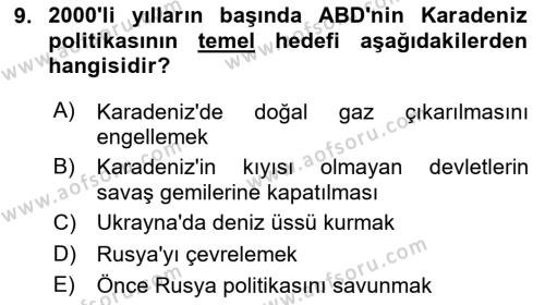 Türk Dış Politikası 2 Dersi 2023 - 2024 Yılı (Final) Dönem Sonu Sınavı 9. Soru