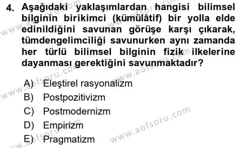 Uluslararası İlişkiler Kuramları 1 Dersi 2022 - 2023 Yılı (Final) Dönem Sonu Sınavı 4. Soru