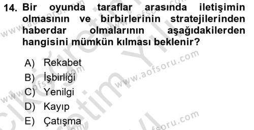 Uluslararası İlişkiler Kuramları 1 Dersi 2022 - 2023 Yılı Yaz Okulu Sınavı 14. Soru