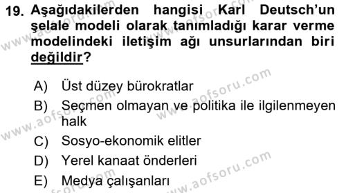 Uluslararası İlişkiler Kuramları 1 Dersi 2022 - 2023 Yılı Yaz Okulu Sınavı 19. Soru