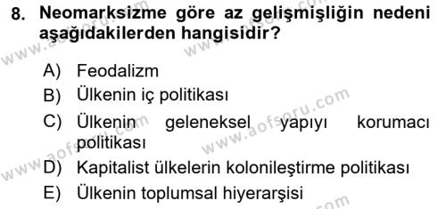 Uluslararası İlişkiler Kuramları 1 Dersi 2022 - 2023 Yılı Yaz Okulu Sınavı 8. Soru