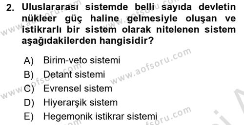 Uluslararası İlişkiler Kuramları 1 Dersi 2023 - 2024 Yılı (Final) Dönem Sonu Sınavı 2. Soru