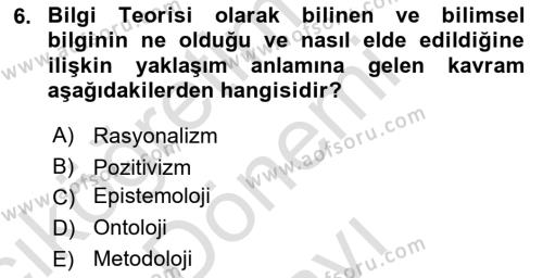 Uluslararası İlişkiler Kuramları 1 Dersi 2023 - 2024 Yılı (Final) Dönem Sonu Sınavı 6. Soru