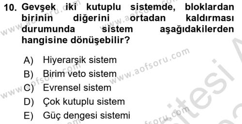 Uluslararası İlişkiler Kuramları 1 Dersi 2023 - 2024 Yılı Yaz Okulu Sınavı 10. Soru