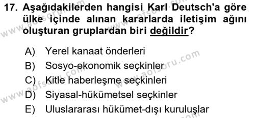 Uluslararası İlişkiler Kuramları 1 Dersi 2023 - 2024 Yılı Yaz Okulu Sınavı 17. Soru