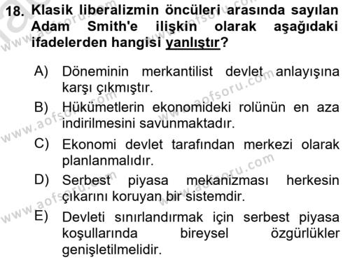 Uluslararası İlişkiler Kuramları 2 Dersi 2021 - 2022 Yılı Yaz Okulu Sınavı 18. Soru