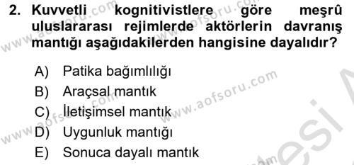 Uluslararası İlişkiler Kuramları 2 Dersi 2021 - 2022 Yılı Yaz Okulu Sınavı 2. Soru