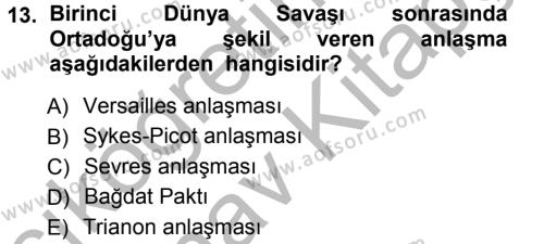 Diplomasi Tarihi Dersi 2012 - 2013 Yılı (Vize) Ara Sınavı 13. Soru