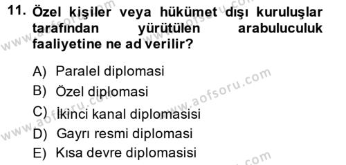 Diplomasi Tarihi Dersi 2013 - 2014 Yılı (Final) Dönem Sonu Sınavı 11. Soru