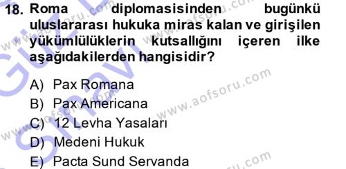 Diplomasi Tarihi Dersi 2014 - 2015 Yılı (Vize) Ara Sınavı 18. Soru