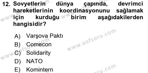 Diplomasi Tarihi Dersi 2016 - 2017 Yılı (Vize) Ara Sınavı 12. Soru