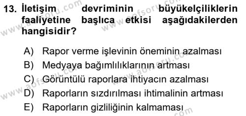 Diplomasi Tarihi Dersi 2021 - 2022 Yılı (Final) Dönem Sonu Sınavı 13. Soru