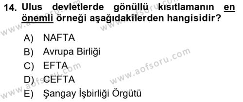 Diplomasi Tarihi Dersi 2021 - 2022 Yılı (Final) Dönem Sonu Sınavı 14. Soru